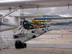 Gassing up the planes at the dock in Ketchikan
