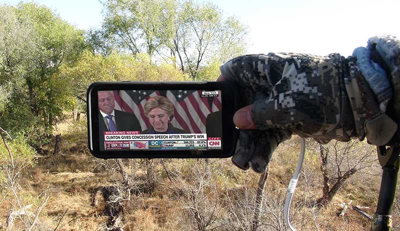 Watching Hllary Clinton's Concession Speech while Deer Hunting - Priceless